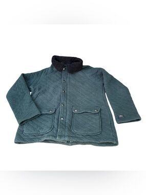 Obey Propaganda Quilted Jacket Sz M Zip Snap Pockets Military Green Punk Hipster